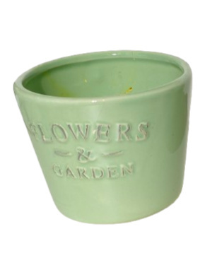 Cachepot Ceramica Flowers Verde Hortelã M - Jardim de Sonhos