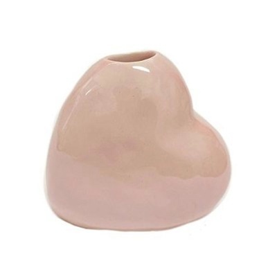 Mini Vaso Coração Ceramica Rosa Claro - Jardim de Sonhos