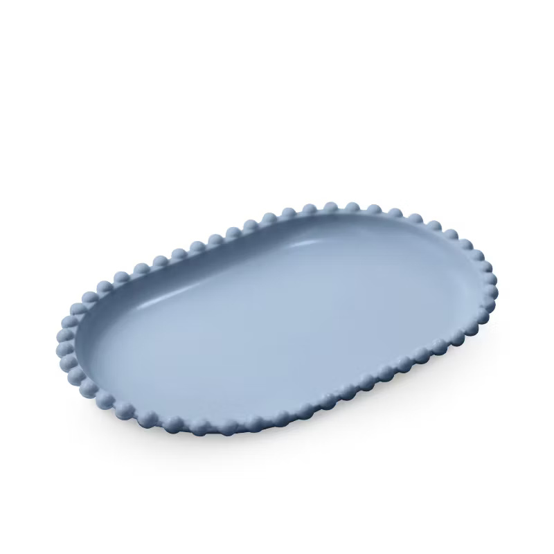 Bandeja Borda Bolinha Azul Gris - Jardim de Sonhos
