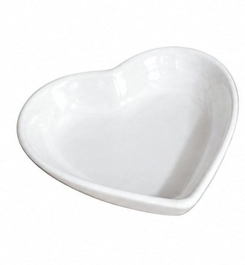 Bandeja Ceramica Coração Branca - Jardim de Sonhos