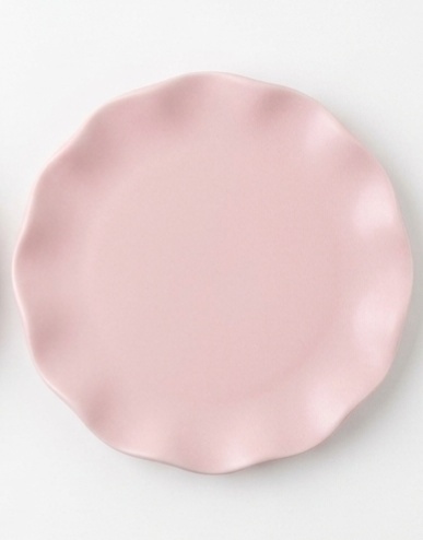 Bandeja Redonda Ceramica Fosca Babado Rosa - Jardim de Sonhos