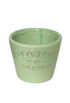 Cachepot Ceramica Flowers Verde Hortelã P - Jardim de Sonhos