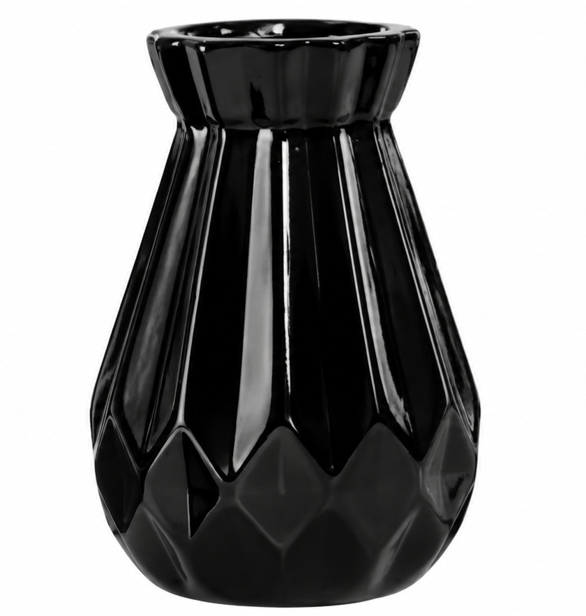 Vaso Elegance Ceramica Preto - Jardim de Sonhos
