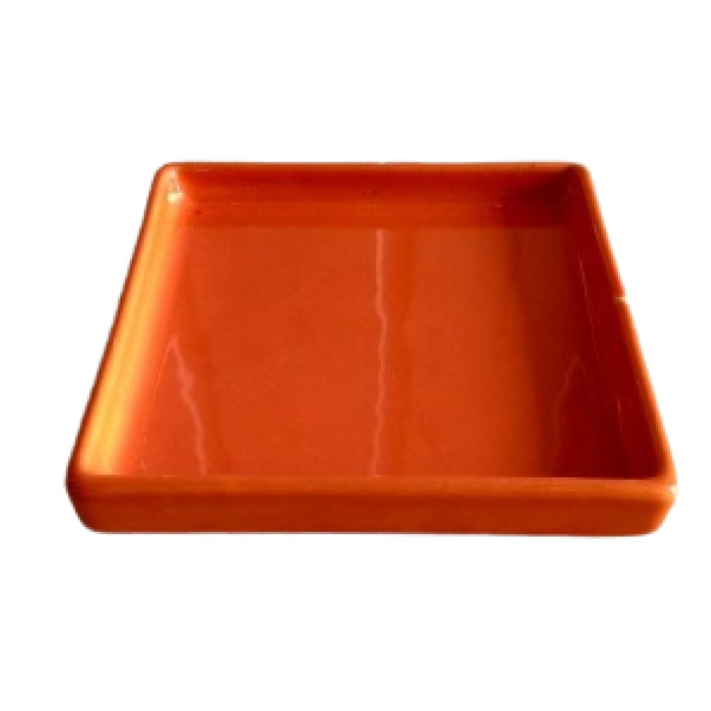 Bandeja Ceramica Quadrada Pp Laranja - Jardim de Sonhos