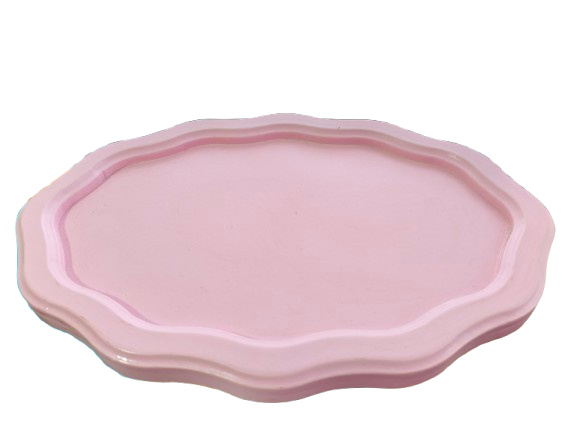 Bandeja Oval Ondulada Rosa Mdf - Jardim de Sonhos