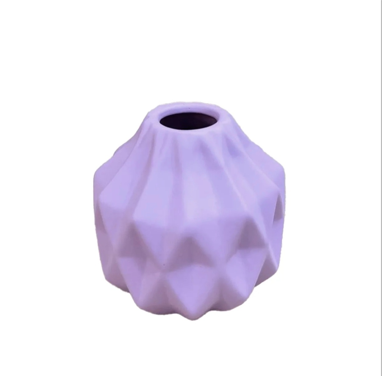 Vaso Cerâmica Geometrico Lilás - Jardim de Sonhos