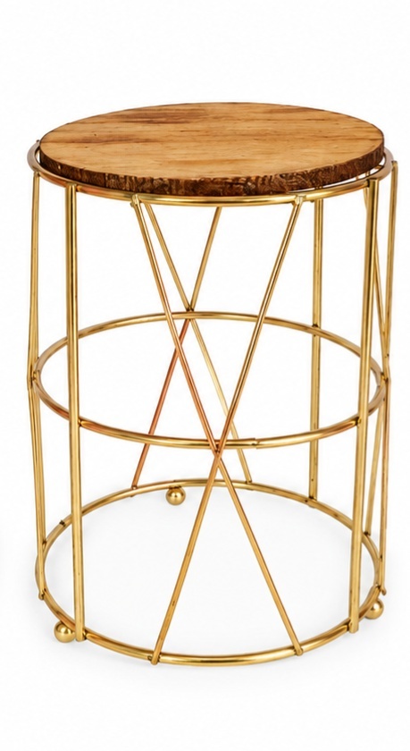 Suporte Dourado Tambor Tampa Pinus M - Jardim de Sonhos