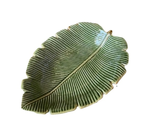 Bandeja Cerâmica Folha Verde Escura - Jardim de Sonhos