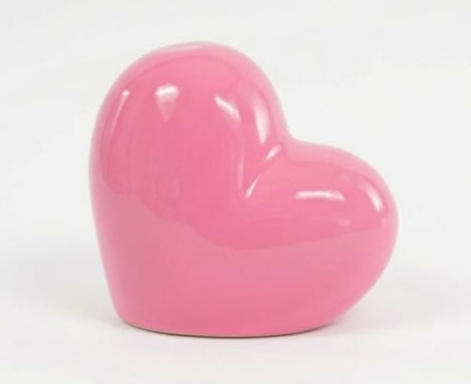 Coração Ceramica Rosa Chiclete - Jardim de Sonhos