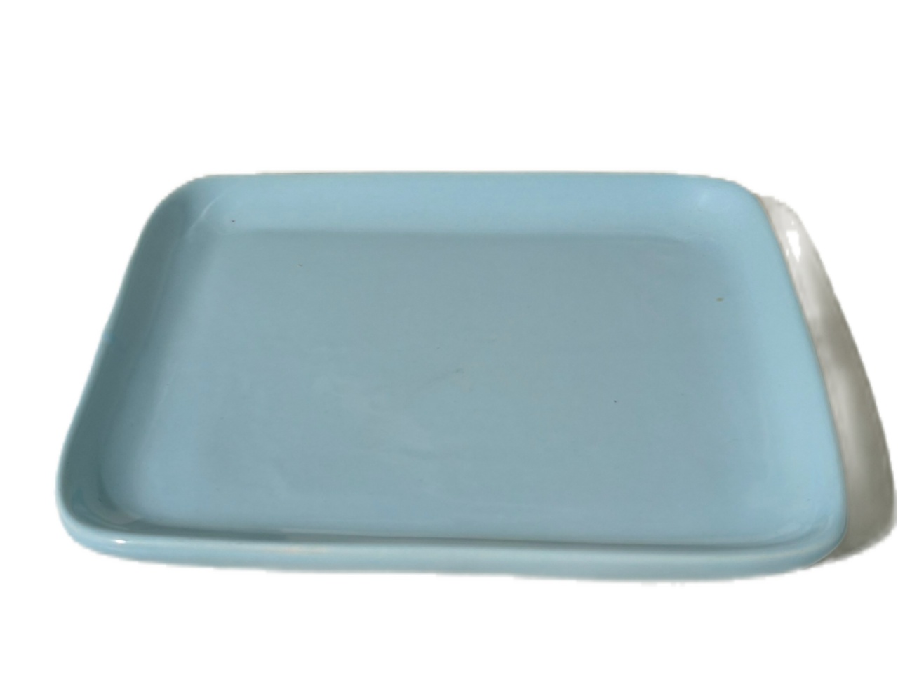 Bandeja Ceramica Baixa Ret. Azul Claro - Jardim de Sonhos