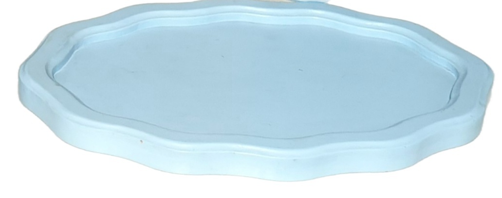 Bandeja Oval Ondulada Azul Clara Mdf - Jardim de Sonhos