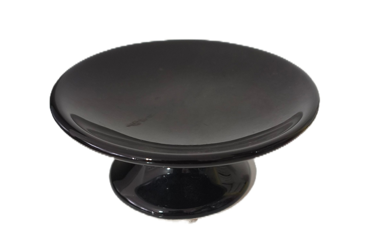 Mini Boleira Baixa Ceramica Preta - Jardim de Sonhos