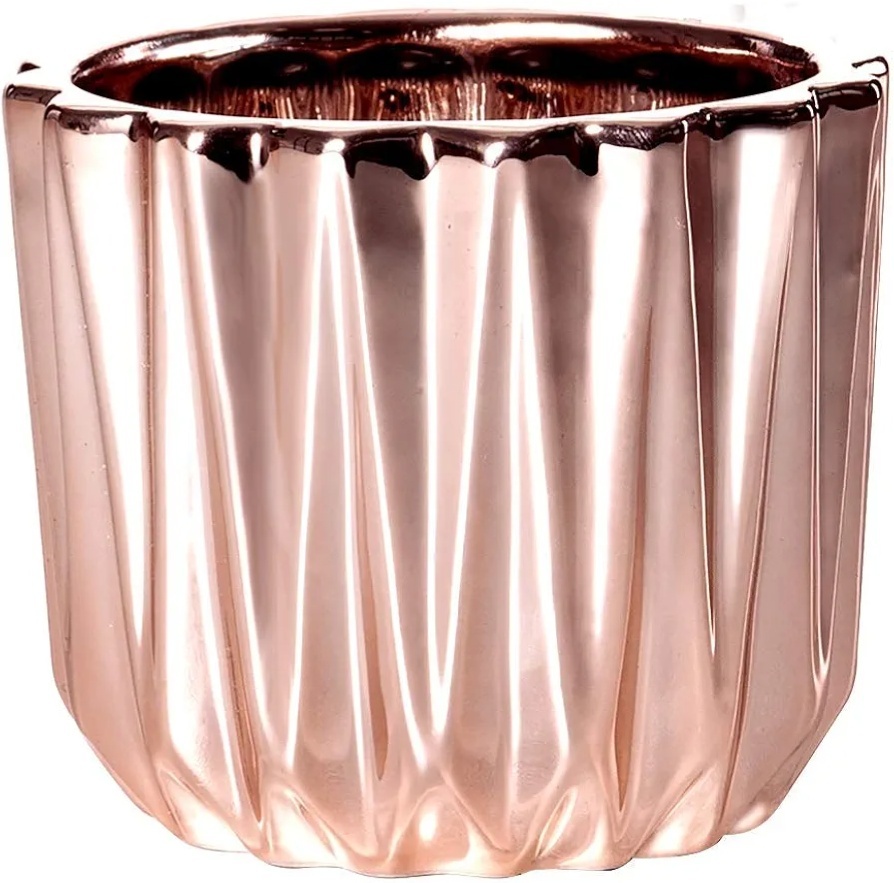 Vaso Ceramica Riscas Rose Gold Pp - Jardim de Sonhos