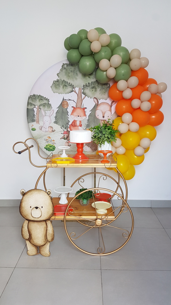 Kit Bosque Com Carrinho Pinus - Mavie Decorações