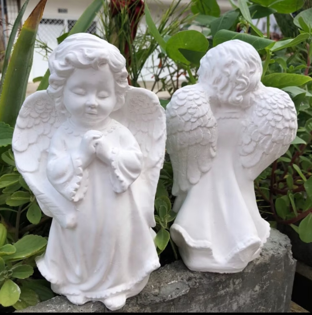 Anjo de Gesso Em Pé - Mavie Decorações