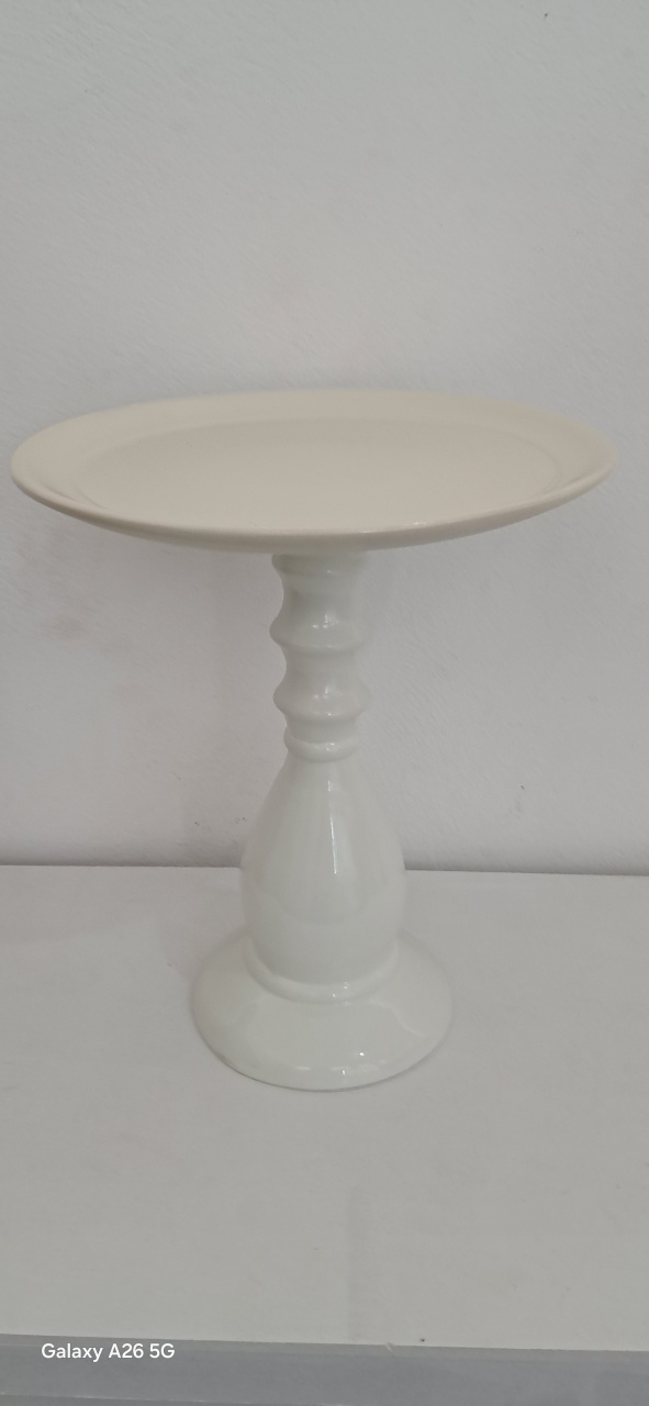 Boleira Branca Ceramica Alta - Mavie Decorações