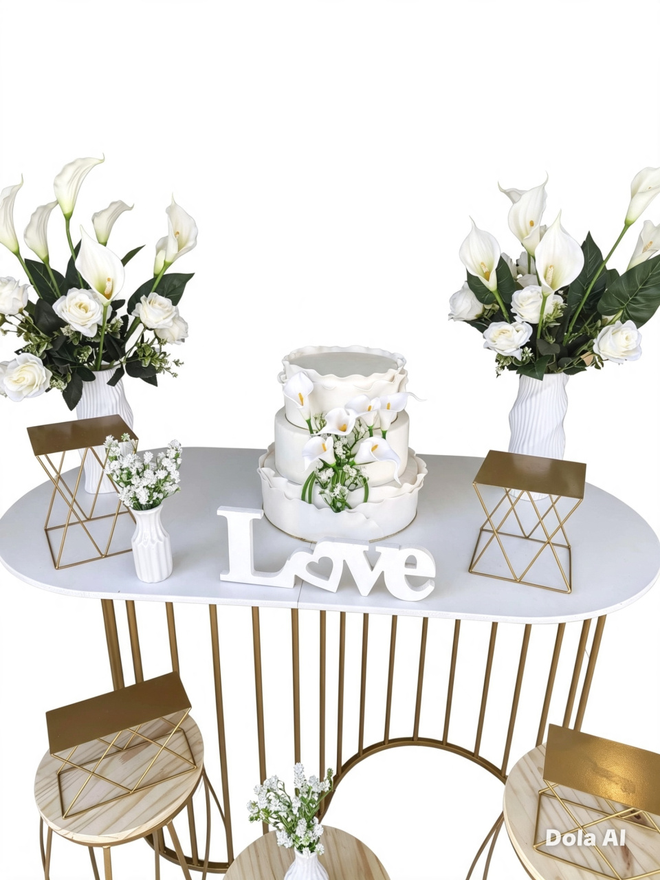 Mesa de Bolo Com Flores Copo de Leite - BELLA FESTA TOP