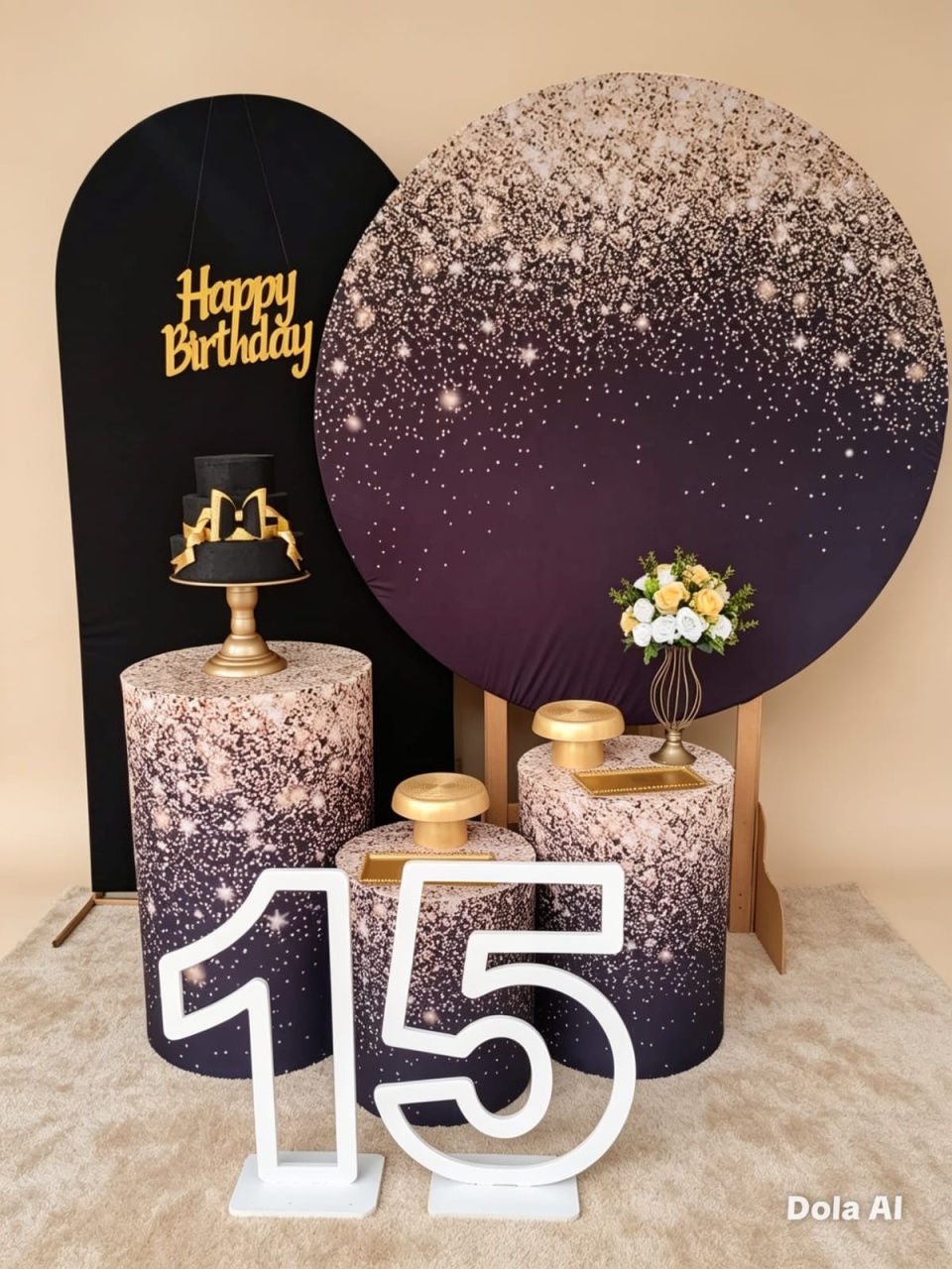 Preto Com Dourado Kit 3 - BELLA FESTA TOP