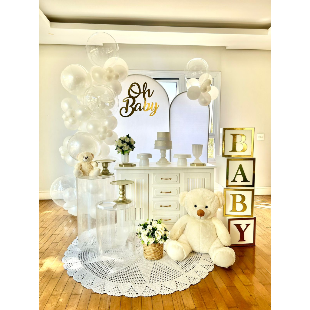 Oh Baby Branco E Dourado (2P) - Rede Festas