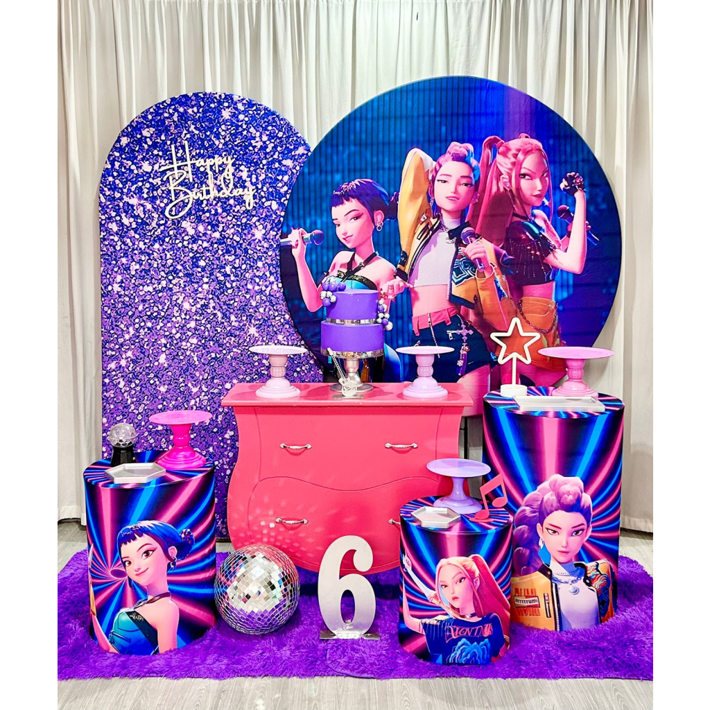 Guerreiras Do K-Pop Lilás 2 Painéis - Rede Festas