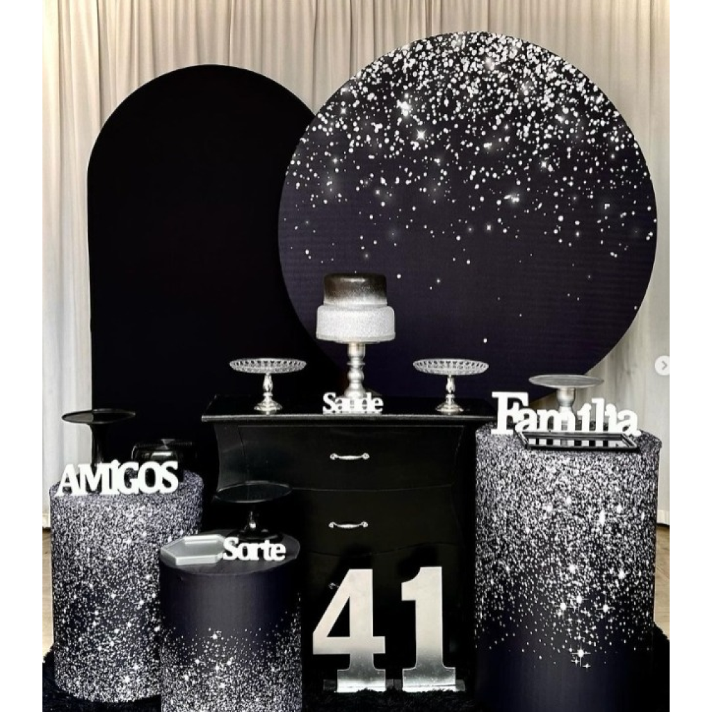 Glitter Preto E Prata 2 Paineis - Rede Festas