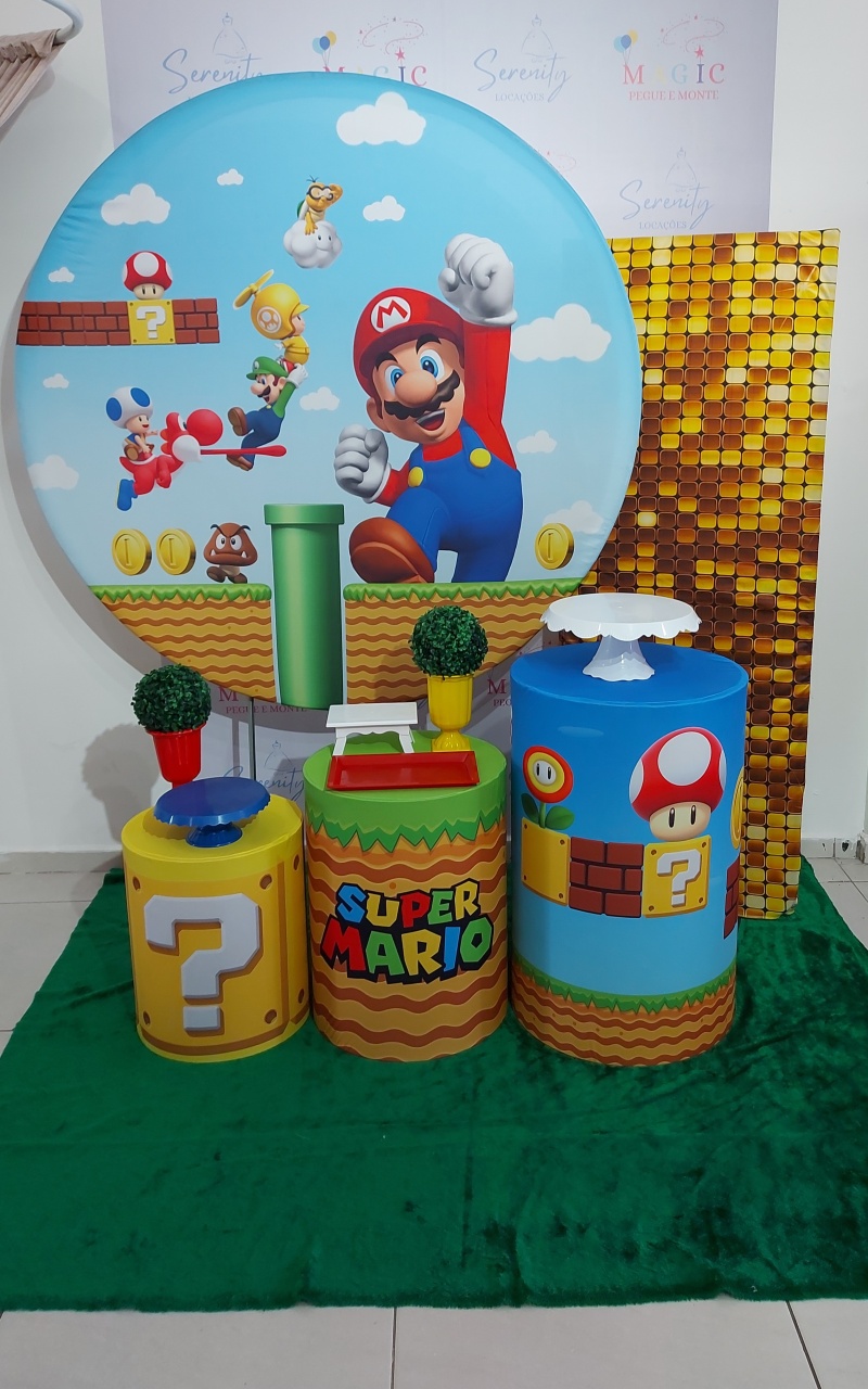 Kit Decor Super Mario - Magic Pegue e Monte / Day Larocca Locação de Vestido de Festa