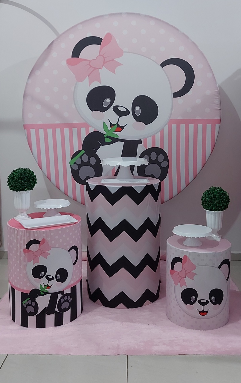 Kit Base Panda Rosa - Magic Pegue e Monte / Day Larocca Locação de Vestido de Festa