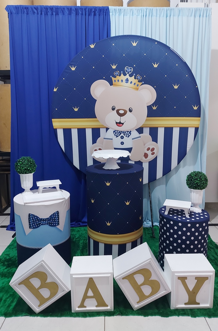 Kit Decor Urso Realeza Azul - Magic Pegue e Monte / Day Larocca Locação de Vestido de Festa