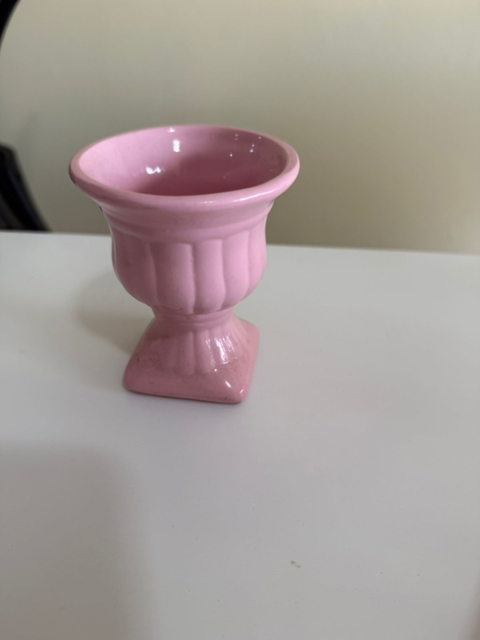 Vaso Com Pé Rosa Claro de Ceramica - D'fest decor- pegue e monte 