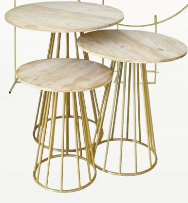 Conjunto Mesa Cone Dourado - D'fest decor- pegue e monte 