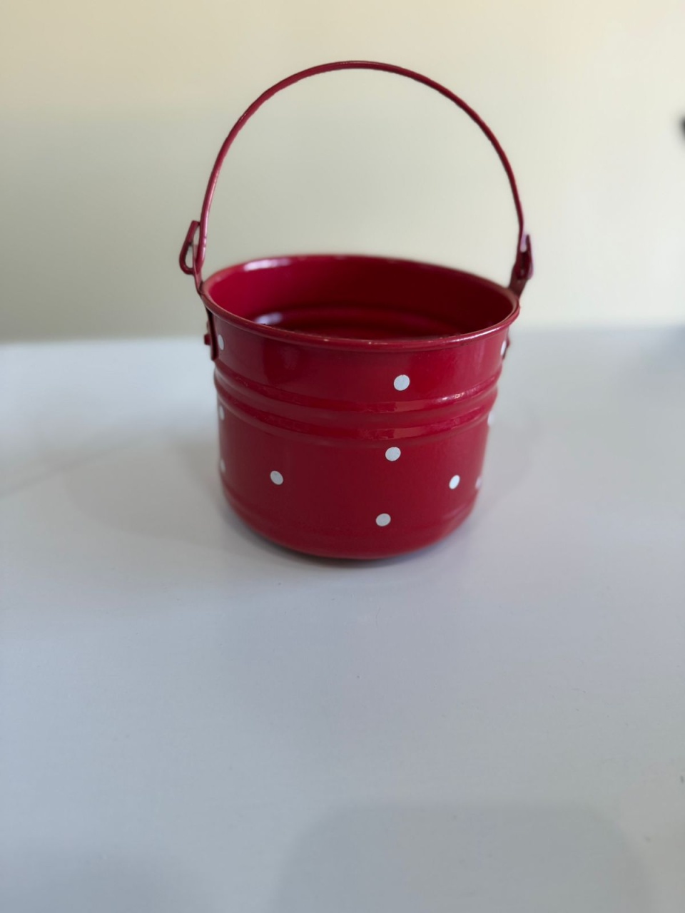 Balde Pequeno Vermelho Com Bolinha - D'fest decor- pegue e monte 