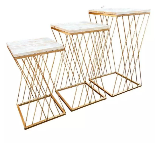Conjunto Quadrada Treliçada Dourado - D'fest decor- pegue e monte 