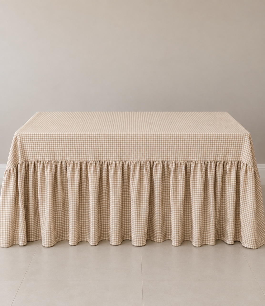 Toalha de Mesa Xadrez Bege 1,80X0,73M - D'fest decor- pegue e monte 