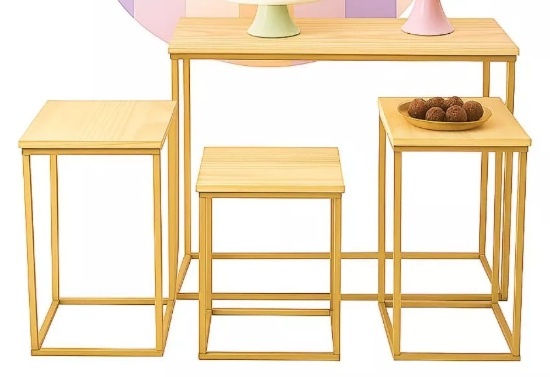 Conjunto Retangular Dourado - D'fest decor- pegue e monte 