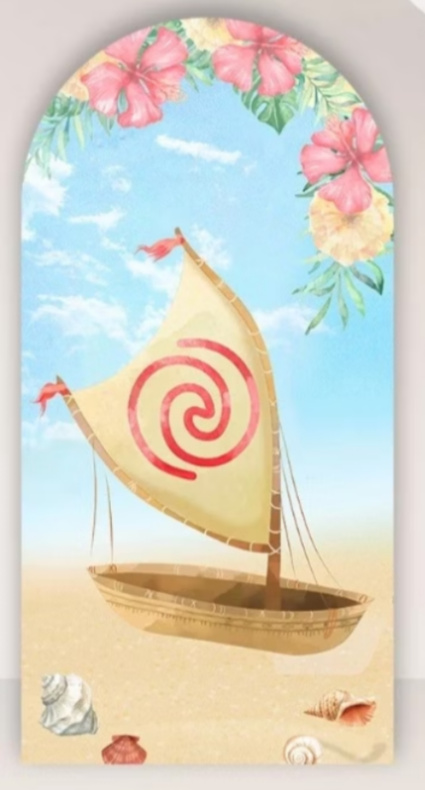 Tecido Sublimado Romano Barco da Moana - Lok Festas.BA