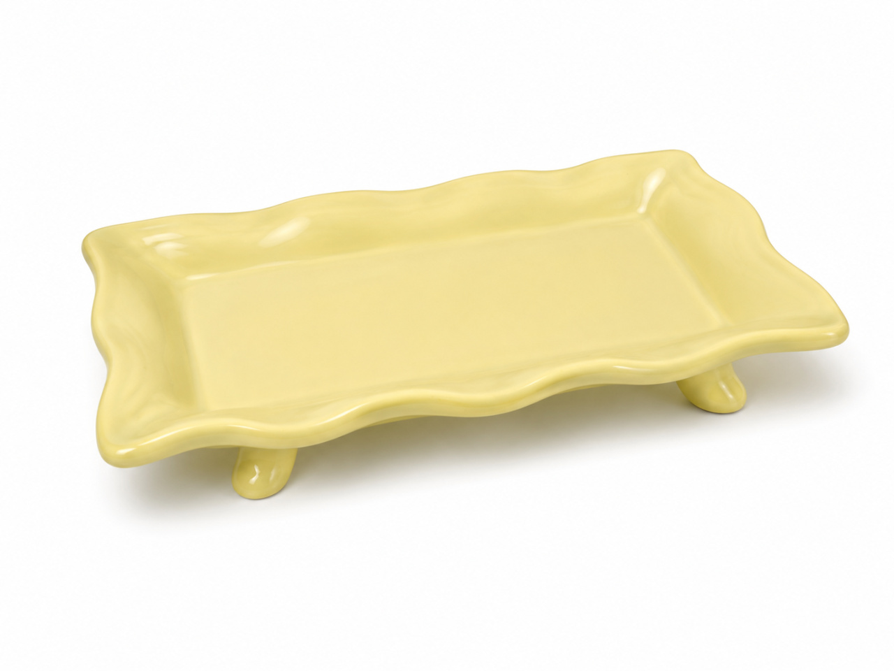 Bandeja Ondulada Com Pés Amarelo Candy - Lok Festas.BA