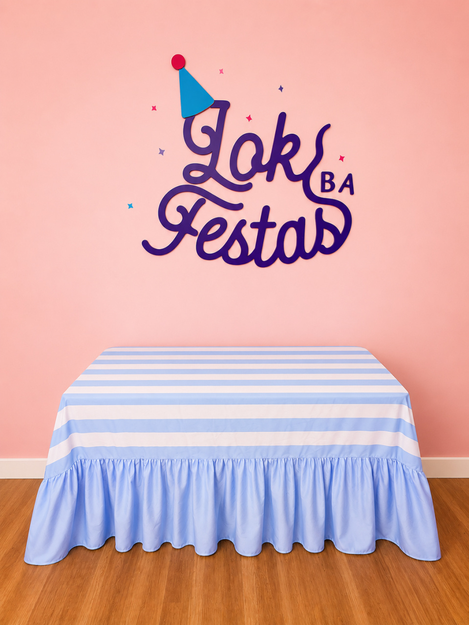 Toalha de Babado Azul Com Lostras - Lok Festas.BA
