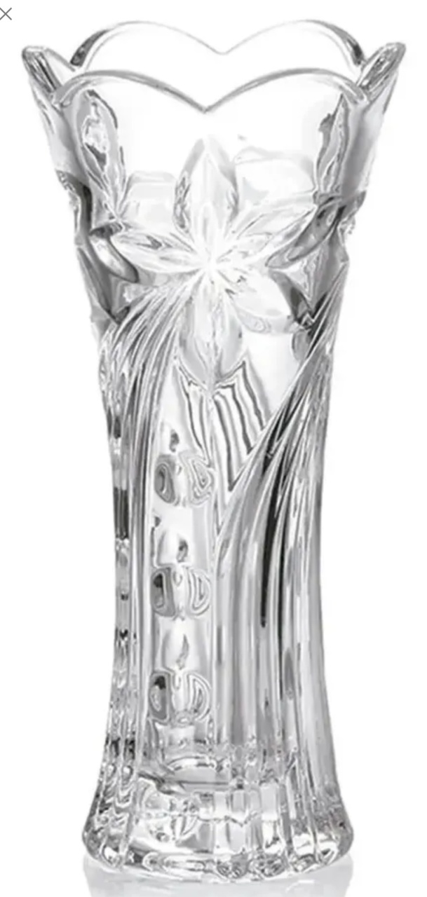 Vaso de Vidro Lapidado 19,5Cm - Lok Festas.BA