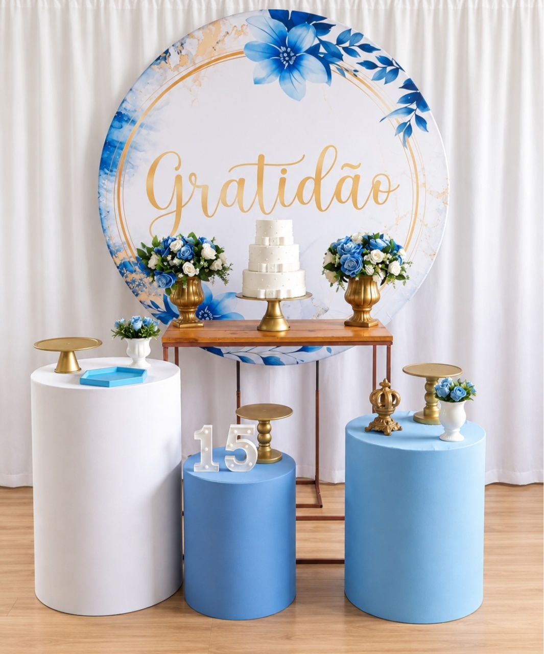 Gratidão Azul Composição - Rocha Decorações Pegue e Monte Itatiba