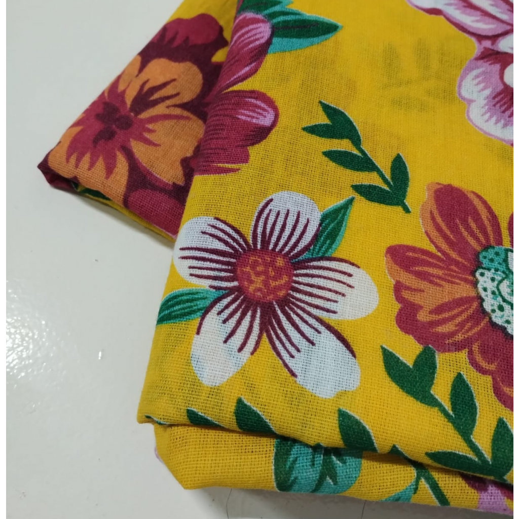 Tecido Florido Amarelo Cortinado Para Forração Ou Painel - Rocha Decorações