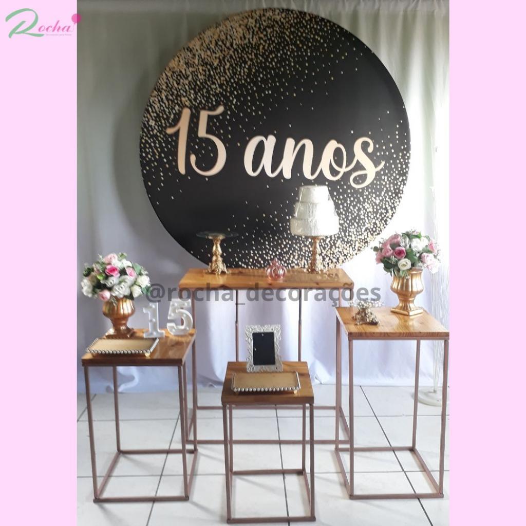 Preto E Dourado 15 Anos Composição - Rocha Decorações