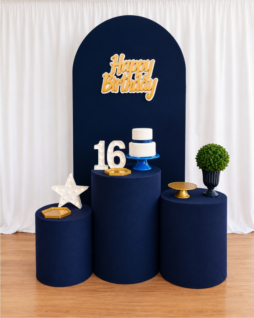 Happy Birthday Adulto Azul Marinho Kit Essencial K-1548 - Rocha Decorações Pegue e Monte Itatiba