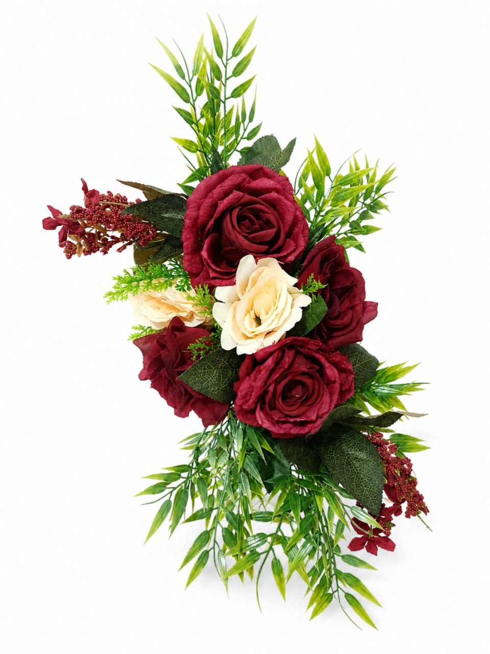 Arranjo de Flores Marsala E Nude Montado Para Painel 30Cm. - Rocha Decorações Pegue e Monte Itatiba