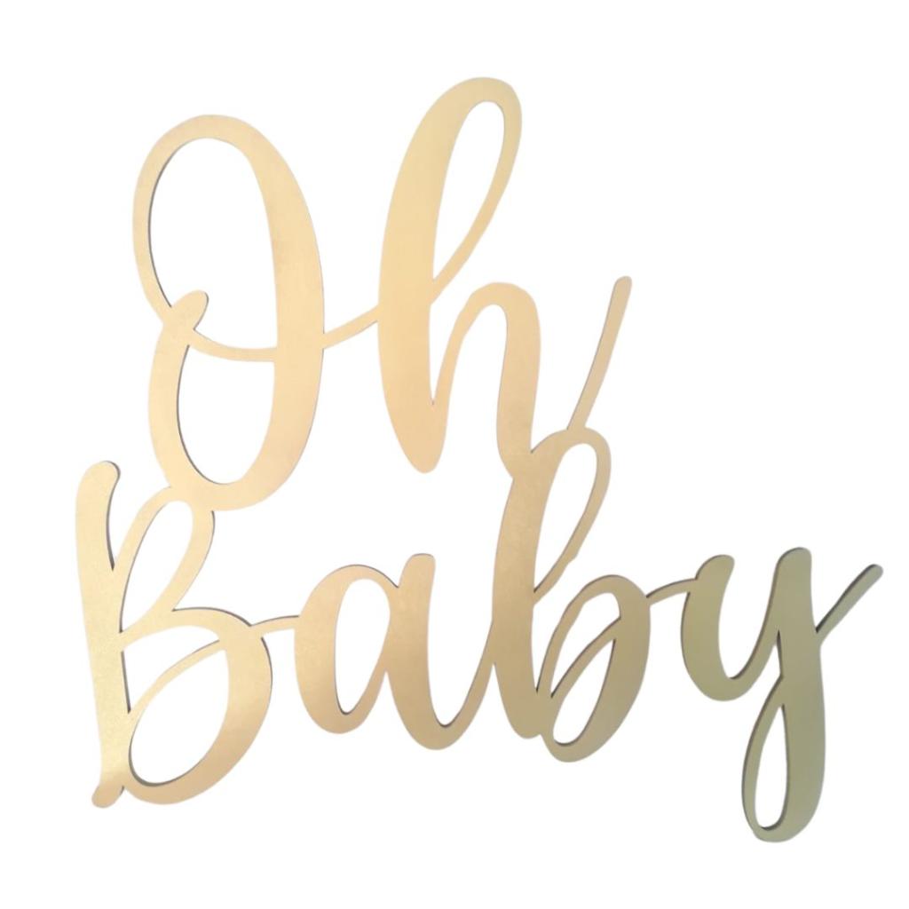 Oh Baby Letreiro Mdf Dourado - Rocha Decorações