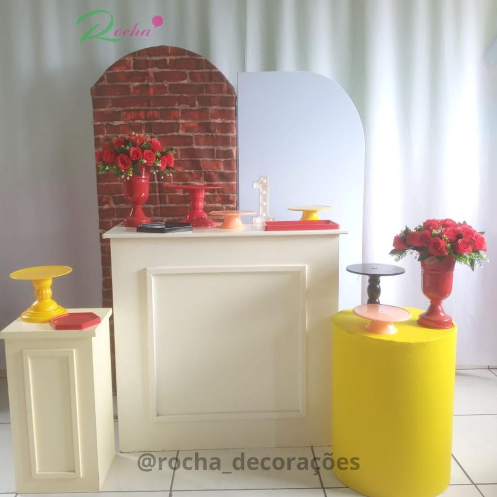 Vermelho Amarelo E Branco Composição I - Rocha Decorações