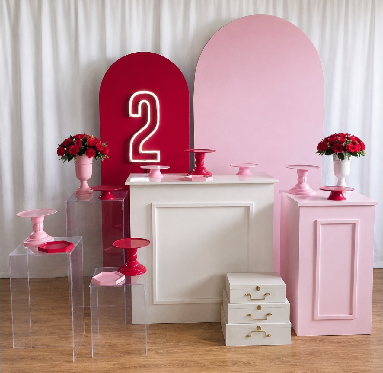 Vermelho E Rosa Cereja/ Morango Composição - Rocha Decorações Pegue e Monte Itatiba