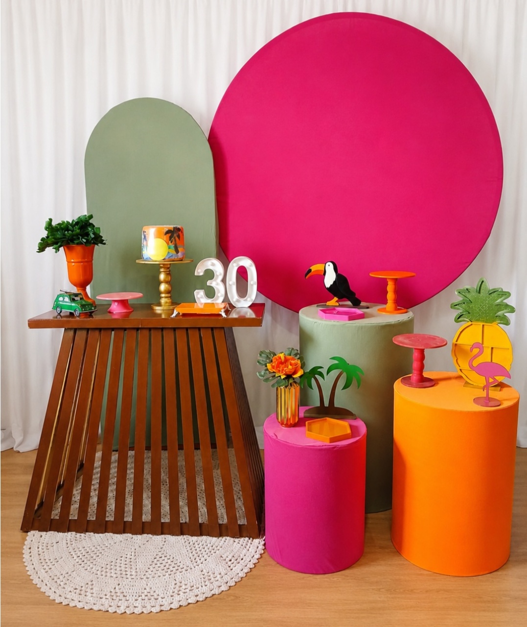 Tropical Verde, Pink E Laranka Composição 6075 - Rocha Decorações Pegue e Monte Itatiba