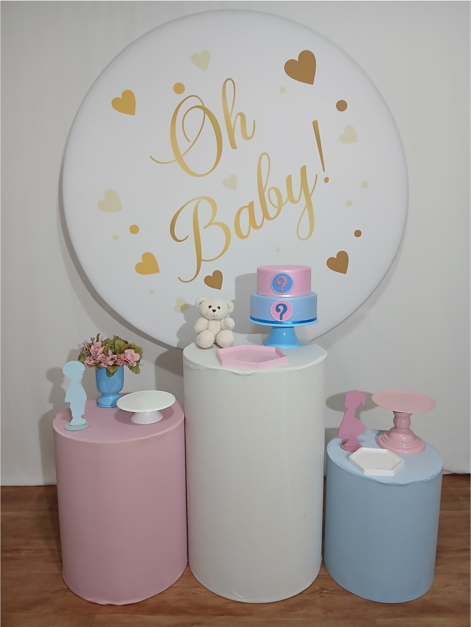 Oh Baby Azul E Rosa Cha Revelação Kit Essencial - Rocha Decorações