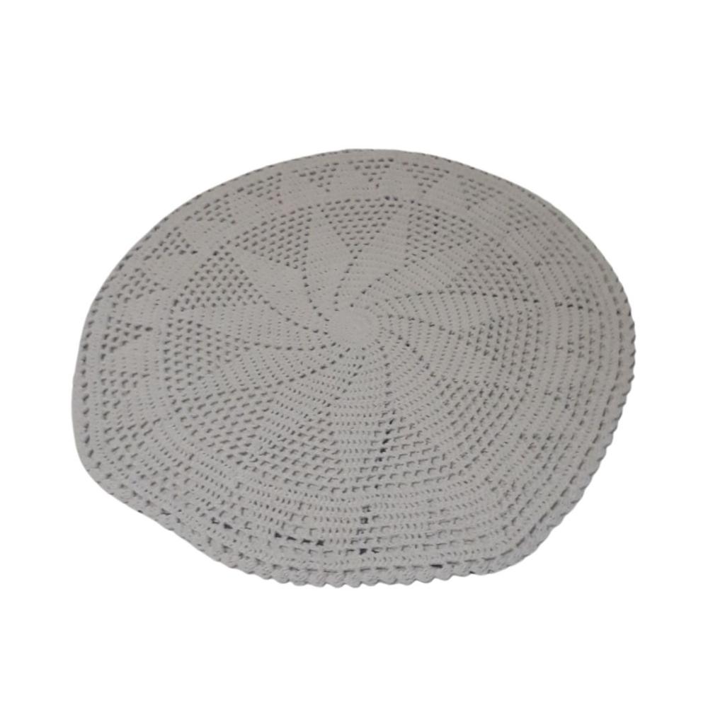 Tapete Croche Redondo Branco 1 Metro - Rocha Decorações