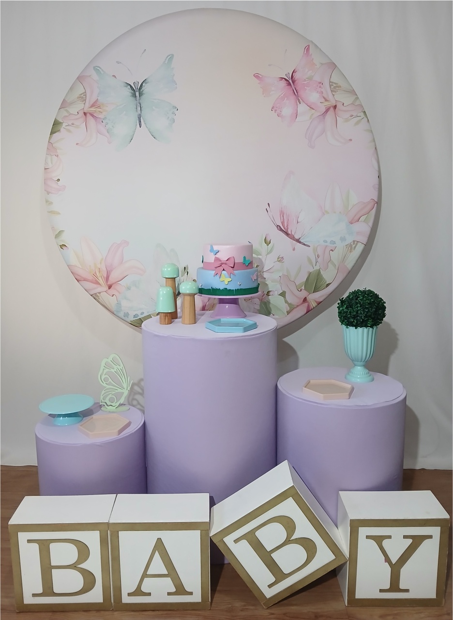 Borboleta Kit Essencial Cha de Bebê Menina Com Adicional Cubos - Rocha Decorações